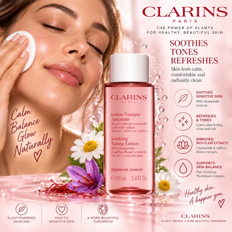 Clarins Soothing Toning Lotion with Chamomile & Saffron Flower Extracts 100ml