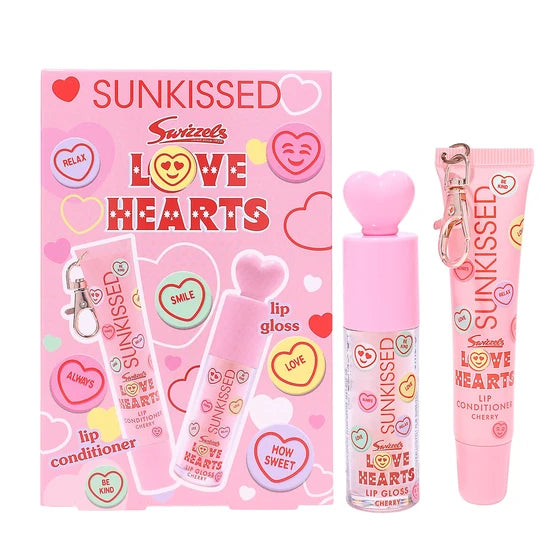 Sunkissed x Love Hearts Lip Gloss & Conditioner Lip Duo Gift Set - Cherry