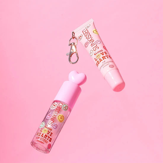 Sunkissed x Love Hearts Lip Gloss & Conditioner Lip Duo Gift Set - Cherry