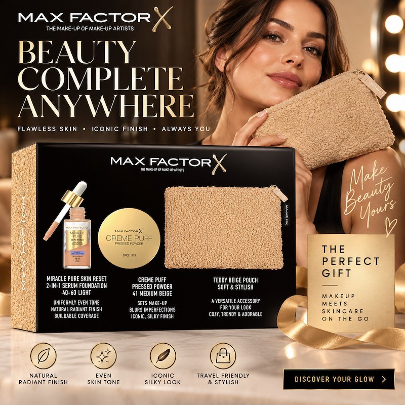Max Factor The Teddy Chic Collection Gift Box - Serum Foundation + Pressed Powder