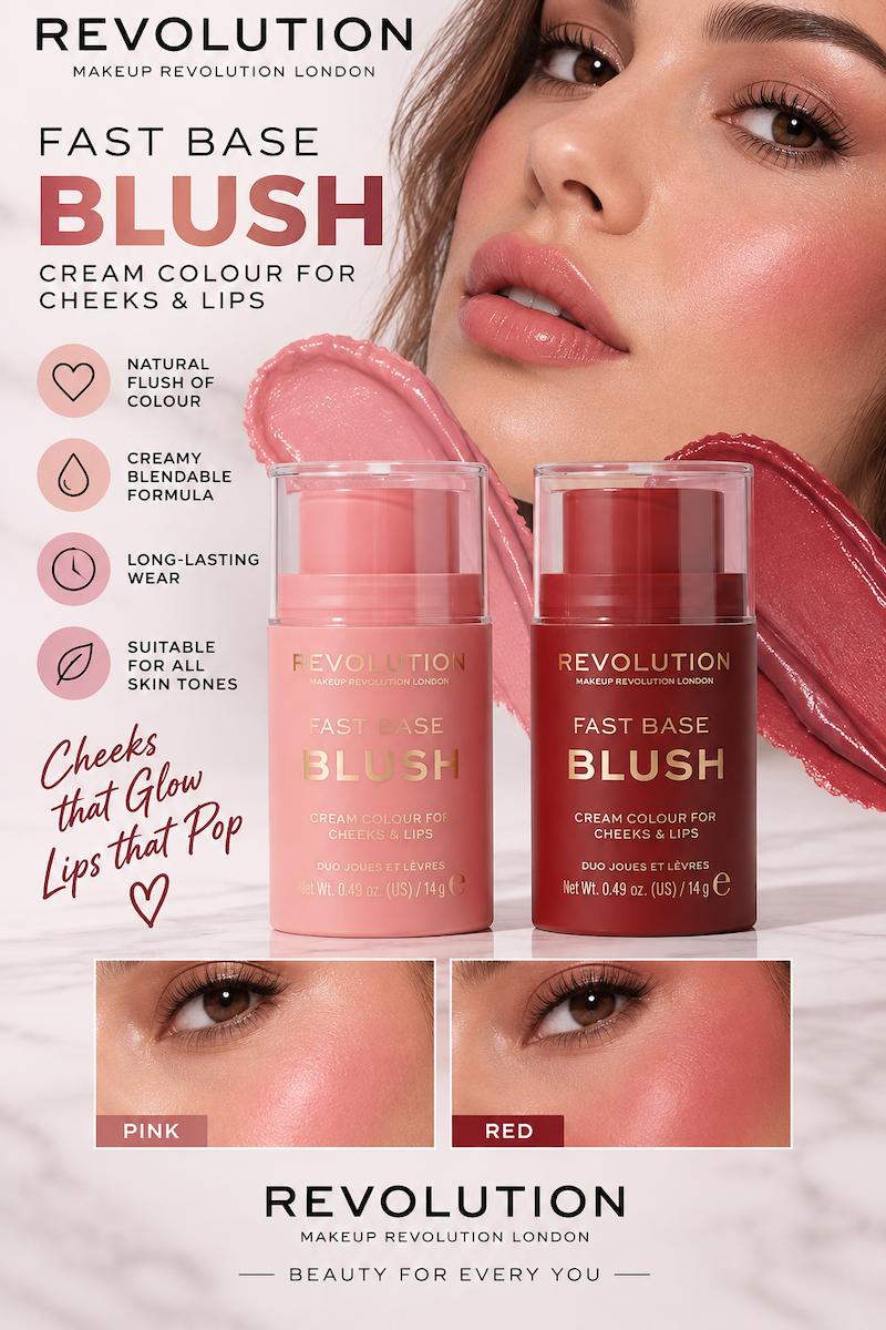 Revolution Fast Base Blush Cream Colour For Cheeks & Lips